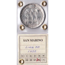 1932 - 20 Lire argento San Marino "Il Santo Marino" Q/Fdc